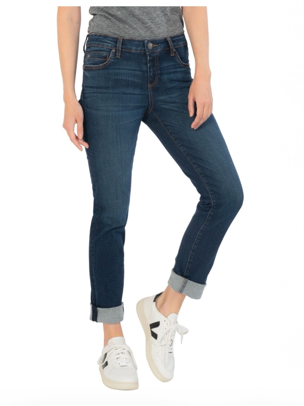 Kut from the Kloth Boyfriend Jeans in Dark Indigo Blue
